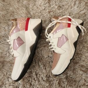 Tosca Blu Champagne Glitter Sneakers White And Gold Women's EU Size 37